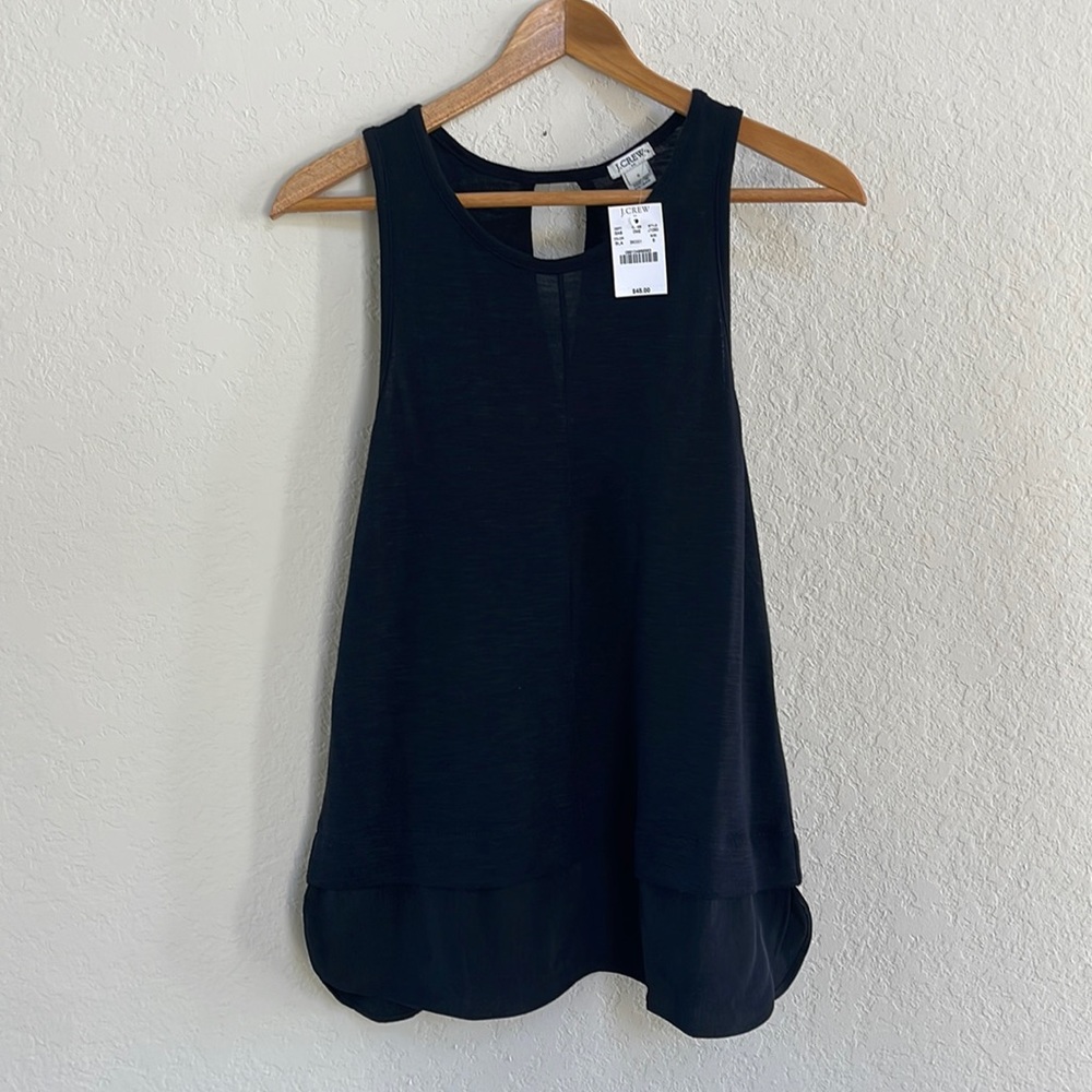 NWT J. Crew Mercantile Black Flowy Tank Top